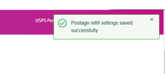 Postage Refill success